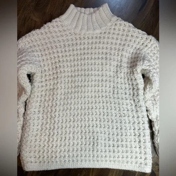 SKYE’S THE LIMIT WOMENS CHUNKY OPEN KNIT MOCK TURTLENECK WHITE/CREAM SWEATER XL - Picture 2 of 10